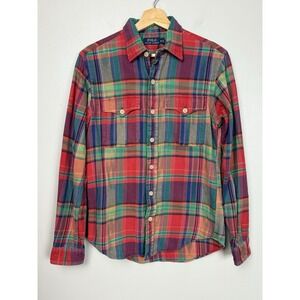 Polo Ralph Lauren Mens Classic Fit Multicolor Plaid Brushed Cotton Flannel Shirt